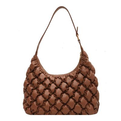 China Wholesale Fashion Durable Solid Color Dumpling Bags Pleated Cloud Bag Women PU Shoulder Handbags Hobo Purse for sale