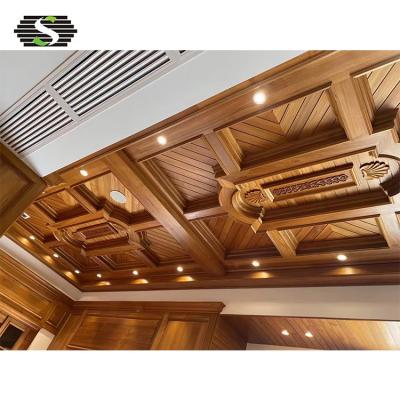 China Modern Home Interior Decor Economic Wood Ceiling Designs Panel Ceiling Teak for sale