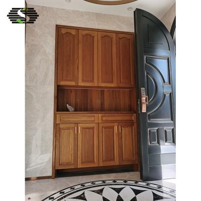 China Custom Made Teak Wooden Showcase Shoe Cabinet Solid Wood Multi Door Storage Cabinet for sale