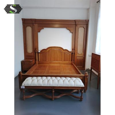 China (Other)Adjustable Home Top Made Carved Wood Bedroom Furniture Beautiful High End Luxurious Teak Bed Set for sale