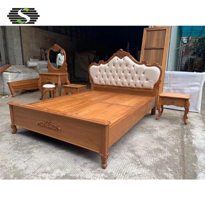 China Double Bed (Other) Adjustable Modern Teak Wood Designs Solid Wood Bed Furniture for sale