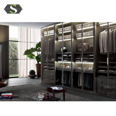 China Almirah Wood Wardrobe Room Furniture Modern High Quality Wood Panel Closet for sale