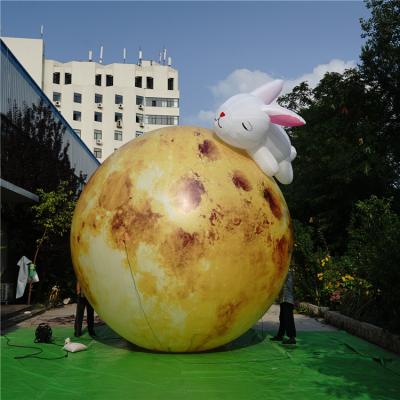 中国 Ground Oxford Cloth Inflatable Moon With Rabbit For Mid-Autumn Festival Decoration 販売のため