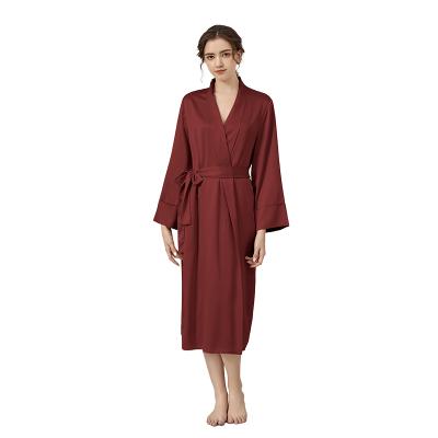 China Charmeuseae Breathable Luxury Silk Sleepwear For Long Spring Autumn Women Pajamas Nightgowns Robe for sale