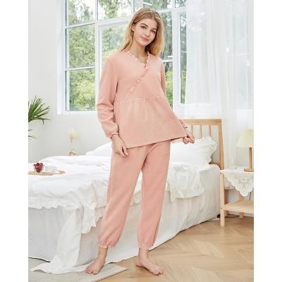 China Autumn And Winter Breathable Homewear Thickened Warm Coral Fleece Sleepwear Women's Soft Long Sleeve Pajamas Set for sale