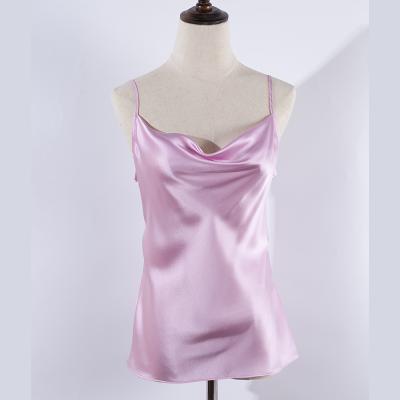 China Breathable Charmeuse Silk Satin 16MM With Elastic Cowl Neck Top For Women for sale