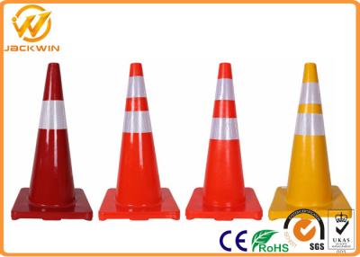 China Orange / Yellow 28 Safety Cones , Flexible PVC Traffic Reflective Coloured Traffic Cones for sale