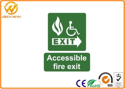 China Plastic Accessible Fire Exit Emergency Traffic Warning Signs , Photoluminescent Safety Signs for sale