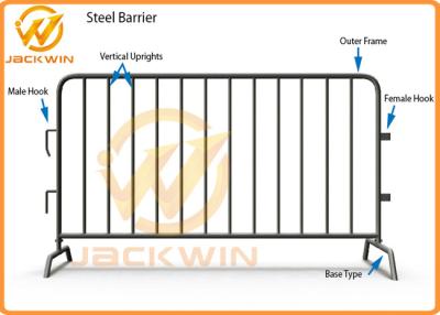 China Temporary Flat Feet Galvanized Crowd Control Barrier Iron Tube Customized Size for sale