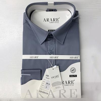 China Gray Shirts Office High Quality Cotton Style Mens Dress Shirt Solid Color Classic Social Wear Anti-pilling Easy Care (Regular Fit) for sale