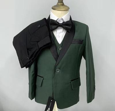 China Anti-Wrinkle Boys Wedding Party Suit Kids Blazer Dark Green Formal Vest 3PCS Kids Performance Photography Dress Suit for sale