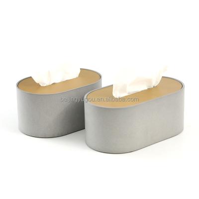 China Minimalist Concrete Material Oval Shape And Connotative Simple Design Customized Tissue Box for sale