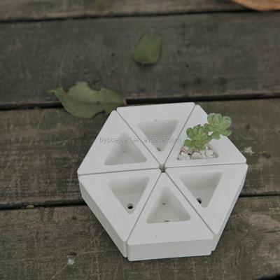 China Factory Wholesale Modern Mini Planter Pots Round Triangle Custom Desktop Concrete Succulent Pots for sale