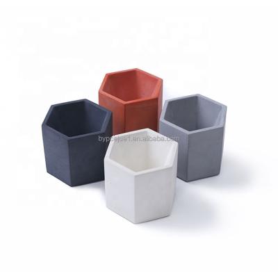 China Wholesale Custom Home Succulent Plant Pot Cement Flower Pot Garden Balcony Desktop Vase Simple Hexagon Eco-friendly Decoration for sale