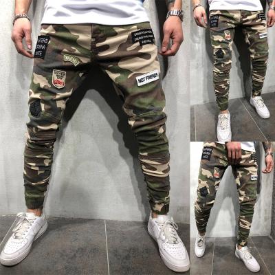 China QUICK DRY Mens Jeans Badge Stretch Skinny Jeans Stretch Foot Plus-Siz E Camouflage Foot Pants Mens Jeans for sale