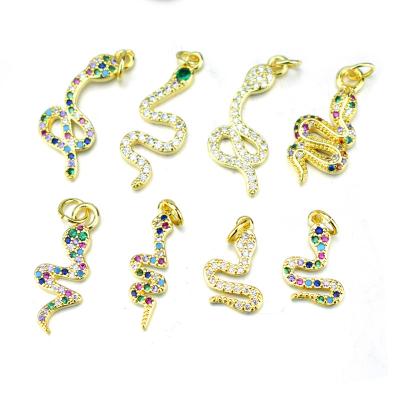 China DIY Accessories Classic Crystal Jewelry Set Round Zircon Gold Filled Snake Jewelry Pendants Charms Making for sale