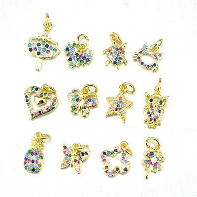 China Wholesale DIY Accessories Small Rainbow Zircon Butterfly Heart Owl Pendant Necklace Freedom Jewelry Fit Making DIY For Girls for sale