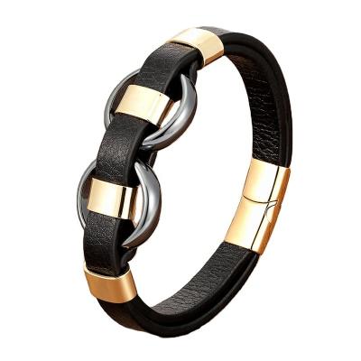 China FASHIONABLE Creative Design Stone Interlocking Rope Leather Bracelet Unisex Leather Bracelet for sale