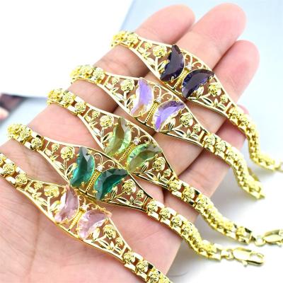 China FASHIONABLE High Quality Luxury Crystal Butterfly Bracelet Rose Gold Plated Adjustable Bracelet For Women for sale