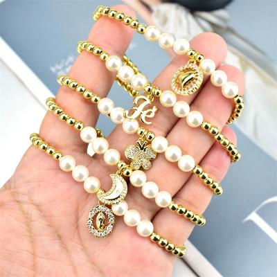 China Casual/Sporty Ladies Fashion Faux Pearl Shell Beaded Bracelet Adjustable Ladies Zircon Butterfly Charm Bracelet for sale