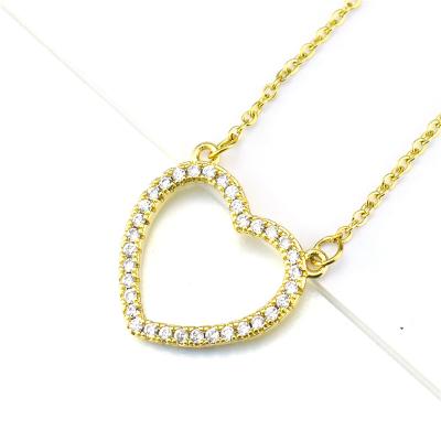 China Big Statement Heart Necklace Hot FASHION Tiktok Full Diamond Fashion Zircon Heart Pendant Necklace For Women for sale