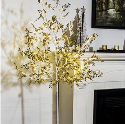 China Steady On Cross Base Warm White LED Gold Leaves H150cm Golden Tree Light For Home Decoration for sale