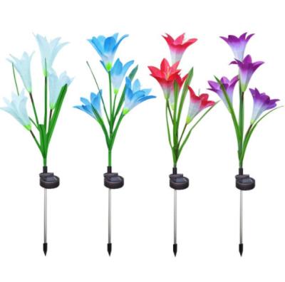 China Pretty New Garden Wholesale Price IP65 Solar Lily Flower Light 4LED Waterproof Outdoor Decorative Light For Garden Use for sale