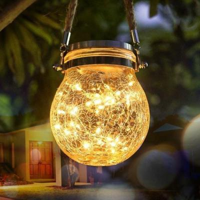 China Modern Outdoor Waterproof Portable Garden LED Fairy Lights Outdoor Decorative Light Solar Powered Hanging Bottle Light Fixtures IP65 Solar Powered Hanging Glass Lamp for sale