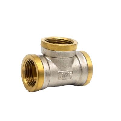 China Easy Installation Brass Tee Fittings Customized 3 Way Brass Copper Female Pipe Threaded Tee Equal Pipe Fitting for sale