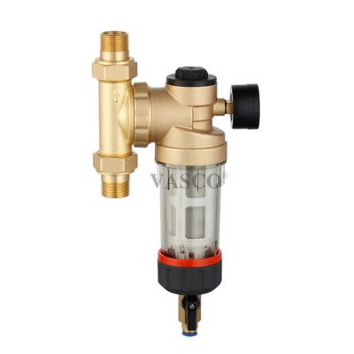 China Hotel Water Filter Brass Whole House Pre 360 ​​Degree Rotating Main Brush Scraping Pre Water Filter for sale