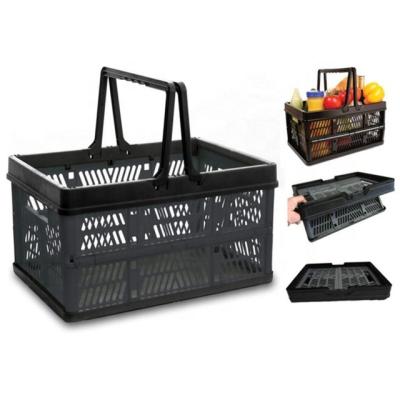 China Sustainable Kitchen Supermarket Storage Collapsible Vegetable Laundry Shopping Folding Plastic Basket for sale