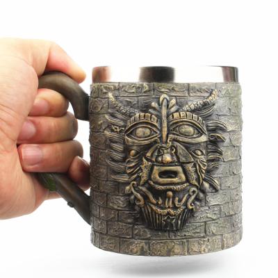 China New Elder Model Sustainable Resin Cup Creative 3D Drink Cup 304 Stainless Steel Double Mug for sale