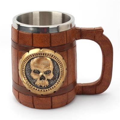 China Viable Border Creative Double Insulated European Mugs Retro Skull Bucket Cup Office Drinkware Cups for sale