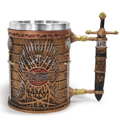 China Retro Viable Medieval Beer Mug Stainless Steel Drinking Beer Mug Stein Tankard Coffee Cup 17 Ounce for sale