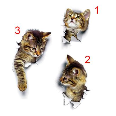 China Contemporary Lovely 3D Cartoon Cat Stickers Refrigerator Door Bathroom Decor Stickers Cats PVC Animal Wall Sticker for sale