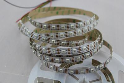 China Low power consumption of PVC led strip light APA102, 72LEDs/m 5050 SMD RGB LED chip; DC5V input, white PCB for sale