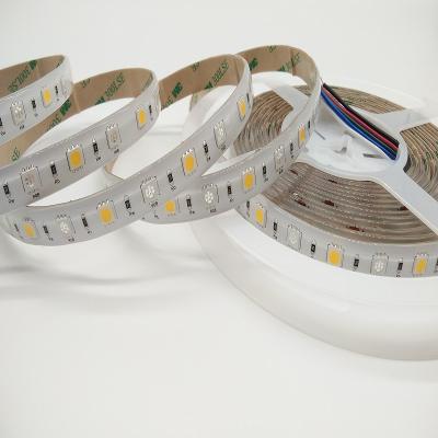 China New Product SMD5050 60LEDs/M DC12V 72W 5M/Reel RGB+W Decorative Lighting IP65 Color LED Waterproof Flexible Strip for sale