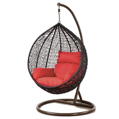 China Modern Furniture Outdoor Patio Rattan Hanging Egg Wicker Chair Patio Swing Chair With Stand for sale