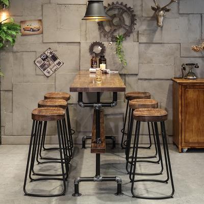 China Vintage modern wooden bar stool restaurant epoxy style fashion industrial bar stool for sale