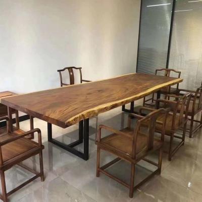 China China Supplier Good Quality Acacia Walnut Slabs Rustic Bar Restaurant Solid Wood Wooden Dining Table for sale