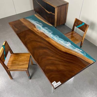 China Excellent Contemporary Luxury Resin River Fashion Restaurant Solid Wood Wood Dining Table For Sale for sale