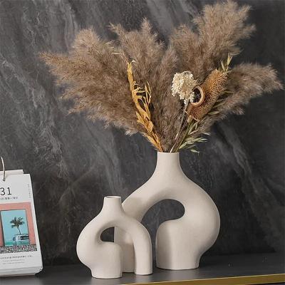 China European Ceramic Plain Burned Vase Creative Combination Set Hydroponic Dried Flower Inserts Home Decoration Gift Crafts for sale