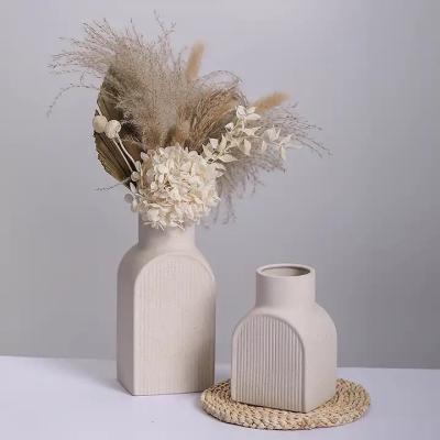 China Nordic Ceramic Vase Home Accessories Vases for Interior Living Room Decorative Plant Pots White Porcelain Flower Vases for sale