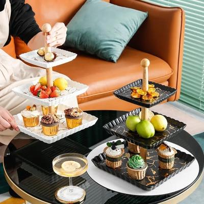 China 2-3 Tier Serving Tray Cupcake Stand Fruit PlateS Holder Desserts Snack Plate For Christmas Wedding Party Dessert Tray for sale