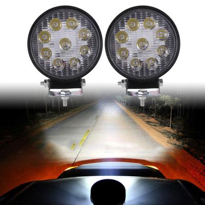 China Car Headlight/Truck Work Light NUYAO Car 27W 12V Round Accessories Led Guide SUV Truck Laser Fog Lamp Car 9 LED Offroad Circular Spot Driving Work Light optical for sale