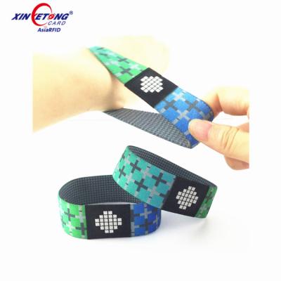 China Waterproof / Waterproof Customzied Logo Printing Elastic RFID Wristband With 125KHz RFID Tag Embedded For Event for sale