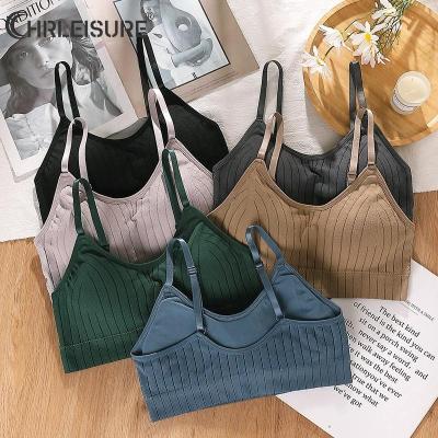 China Antibacterial Seamless Lift Up Bra For Women Striped Bralette Top Lingerie Female Underwear Tube Top New for sale