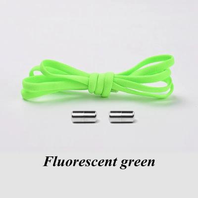 China Kids classic custom metallic megnetic silicone lazy elastic no lace quick buckle green tie laces with lock for sale