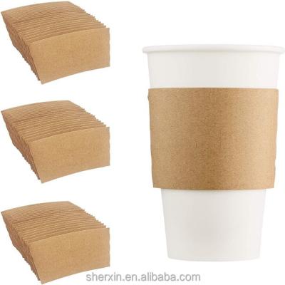 China Handmade Cup Paper Corrugated Sleeve Disposable Coffee Cups Plastic Sleeve for sale