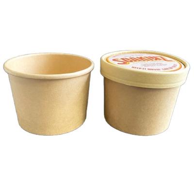 China Disposable Kraft Paper Soup Cup Disposable Hot Sale Logo Printing Custom Soup Cup for sale